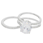 2 piece Set Sterling Silver Semi Mount Ring Setting OV 12x10mm Double Band - Syzjewelry